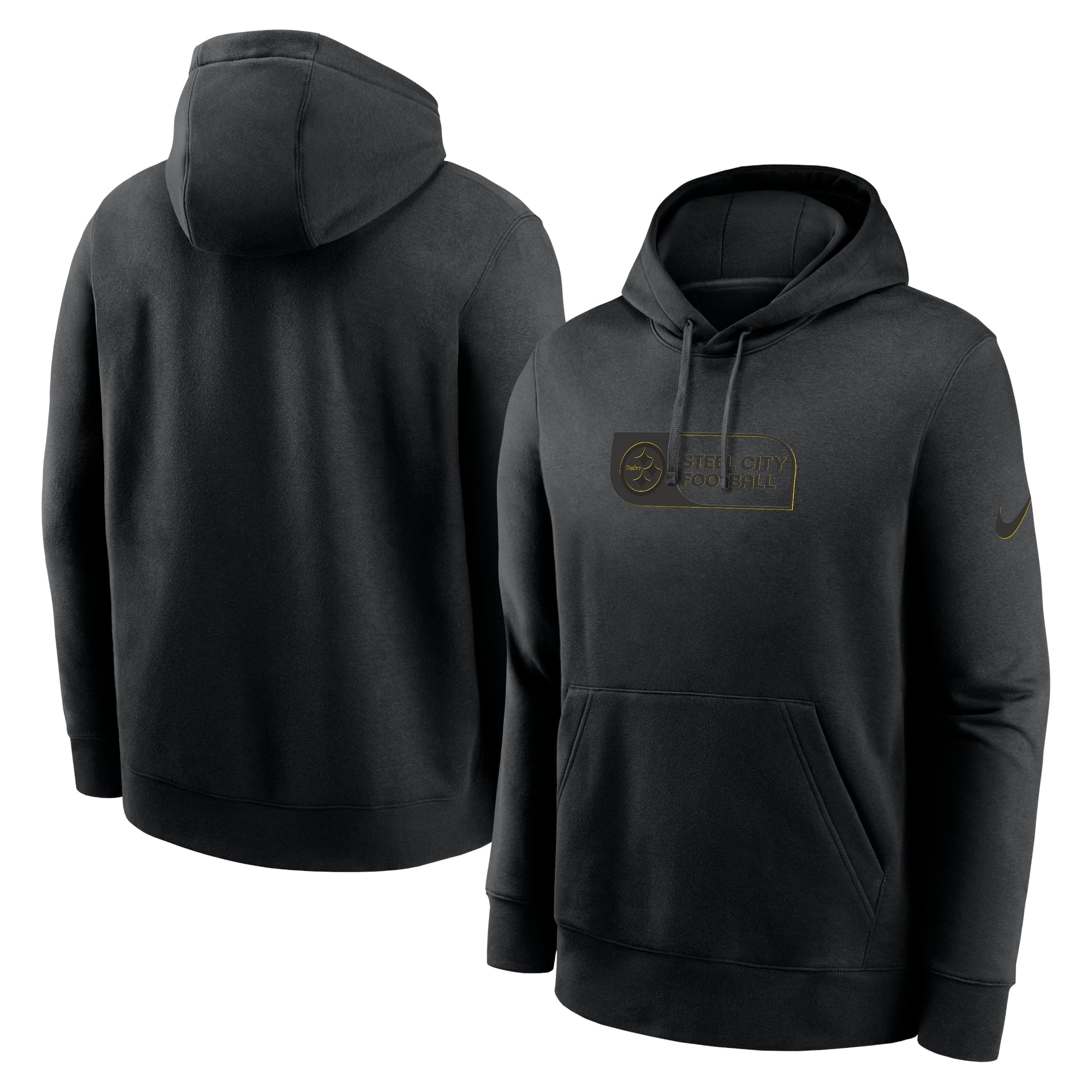Men's Nike Black Pittsburgh Steelers Edge French Terry Club Pullover Hoodie: retailer-supplied image