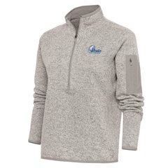 Women's Antigua  Oatmeal Drake Bulldogs Fortune Half-Zip Jacket