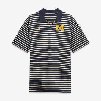 Men's Jordan Brand Navy/White Michigan Wolverines Primetime Victory Striped Dri-FIT Polo