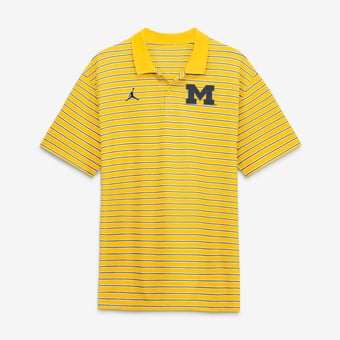 Men's Jordan Brand Maize/White Michigan Wolverines Primetime Victory Striped Dri-FIT Polo