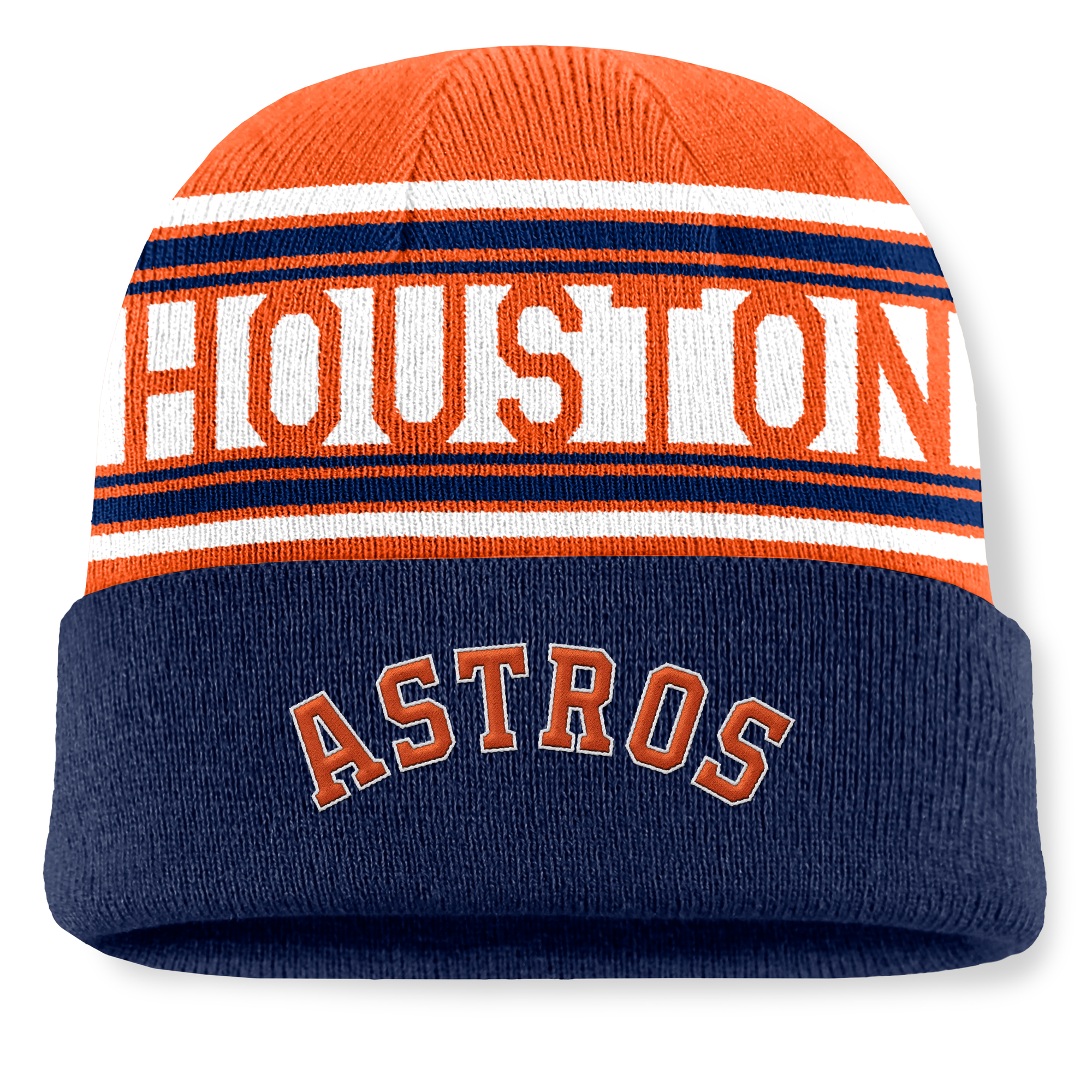 Men’s Fanatics Navy Houston Astros Fundamental Team Stripe Cuffed Knit Hat Men’s Fanatics Navy Houston Astros Fundamental Team Stripe Cuffed Knit Hat