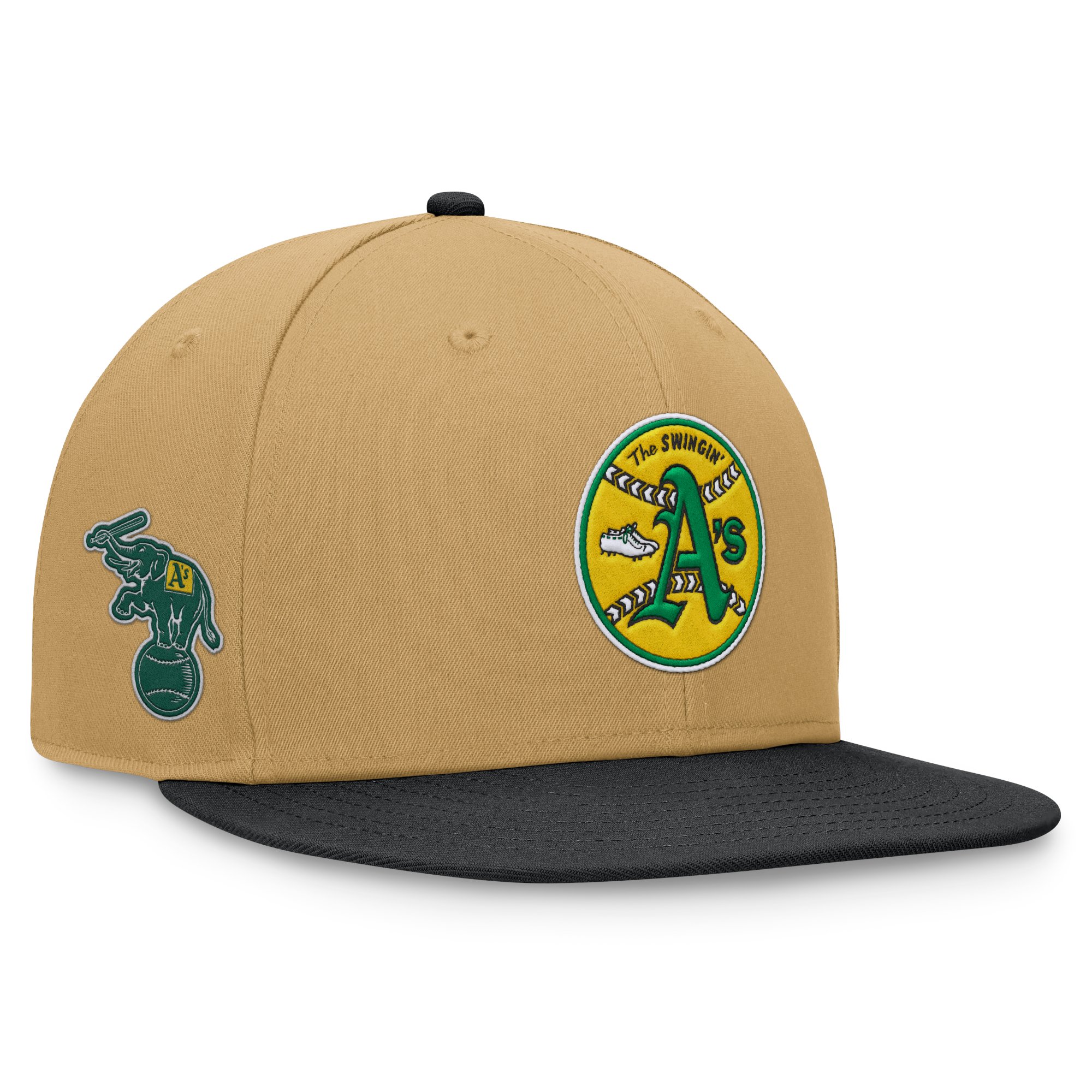Men's Fanatics Khaki/Black Athletics  Heritage Two-Tone Fitted Hat