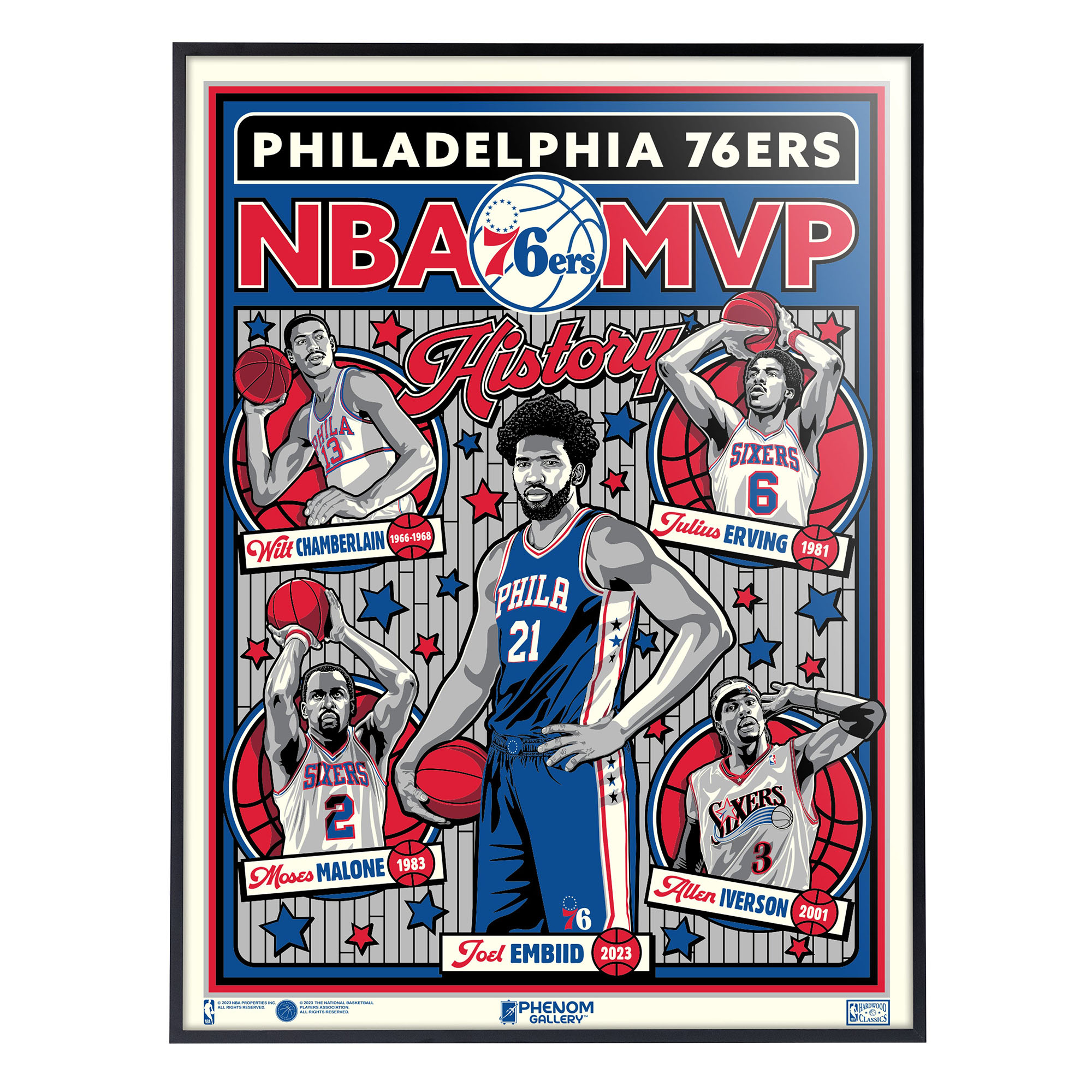 Phenom Gallery Philadelphia 76ers 18" x 24" Deluxe Framed Serigraph Print