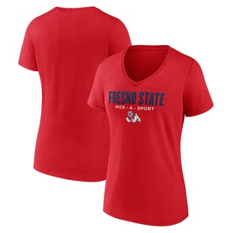 Women's Red Fresno State Bulldogs Authentic Pick-A-Sport V-Neck T-Shirt