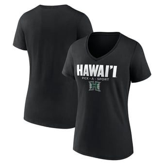 Women's Black Hawaii Rainbow Warriors Authentic Pick-A-Sport V-Neck T-Shirt