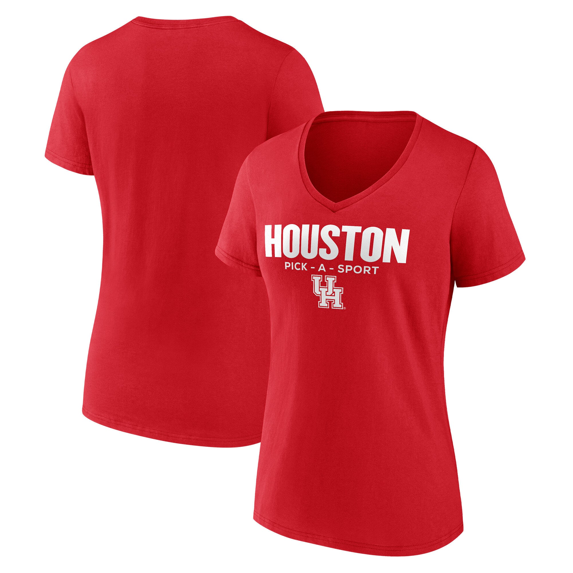 Women's Red Houston Cougars Authentic Pick-A-Sport V-Neck T-Shirt