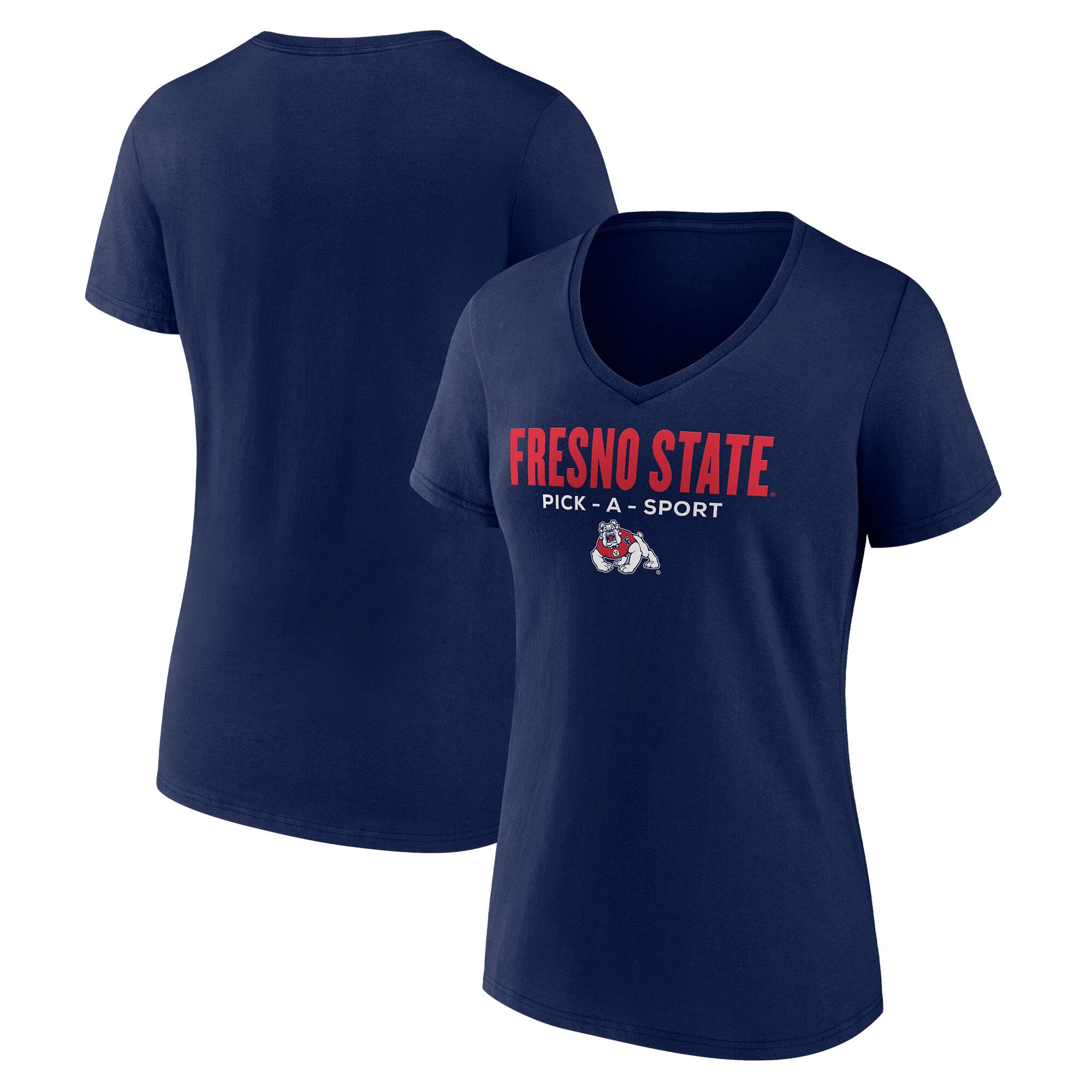Women's Navy Fresno State Bulldogs Authentic Pick-A-Sport V-Neck T-Shirt