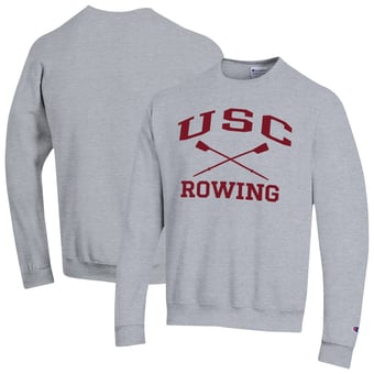 Men's Champion Gray USC Trojans Rowing Eco Powerblend Pullover Sweatshirt