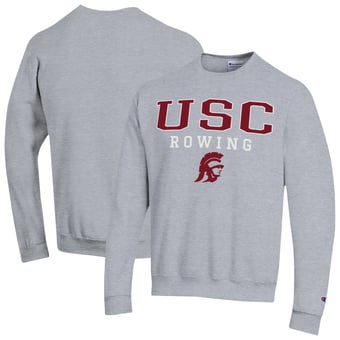 Men's Champion Gray USC Trojans Rowing Eco Powerblend Pullover Sweatshirt