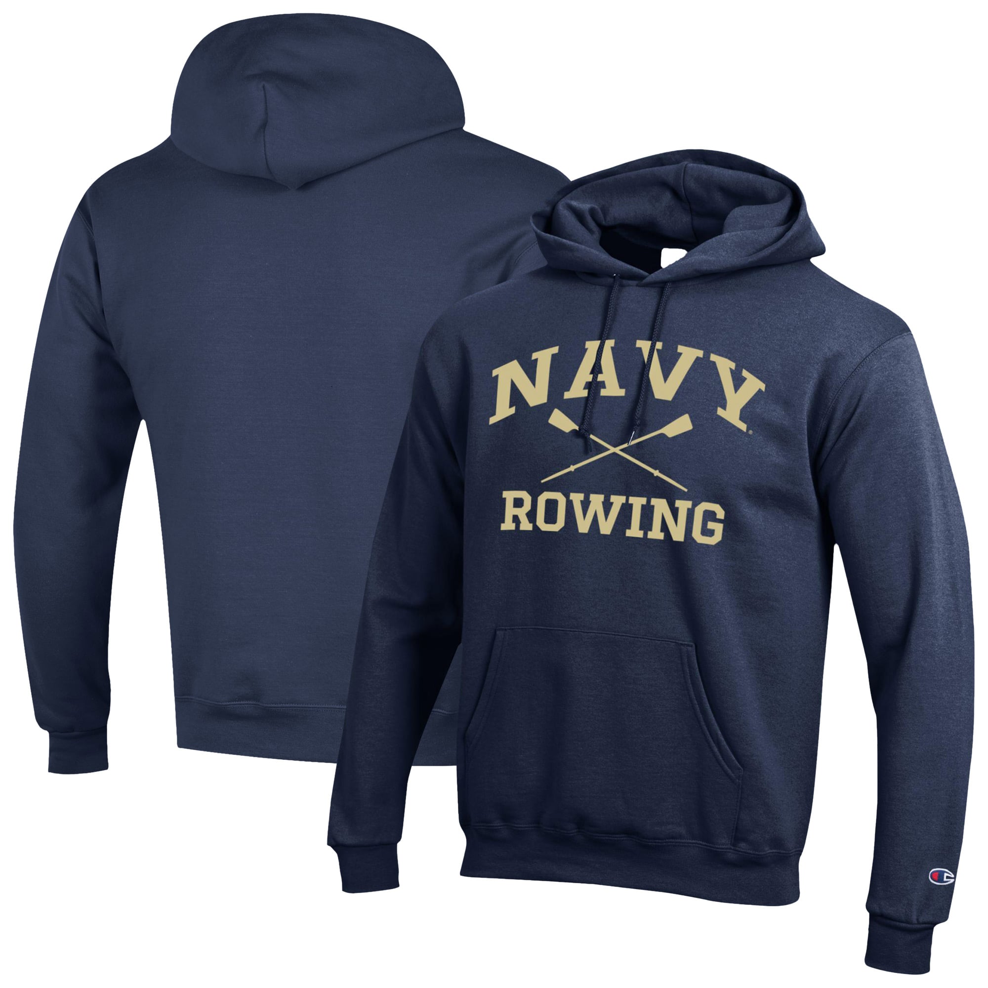 Men's Champion Navy Navy Midshipmen Rowing Eco Powerblend Pullover Hoodie