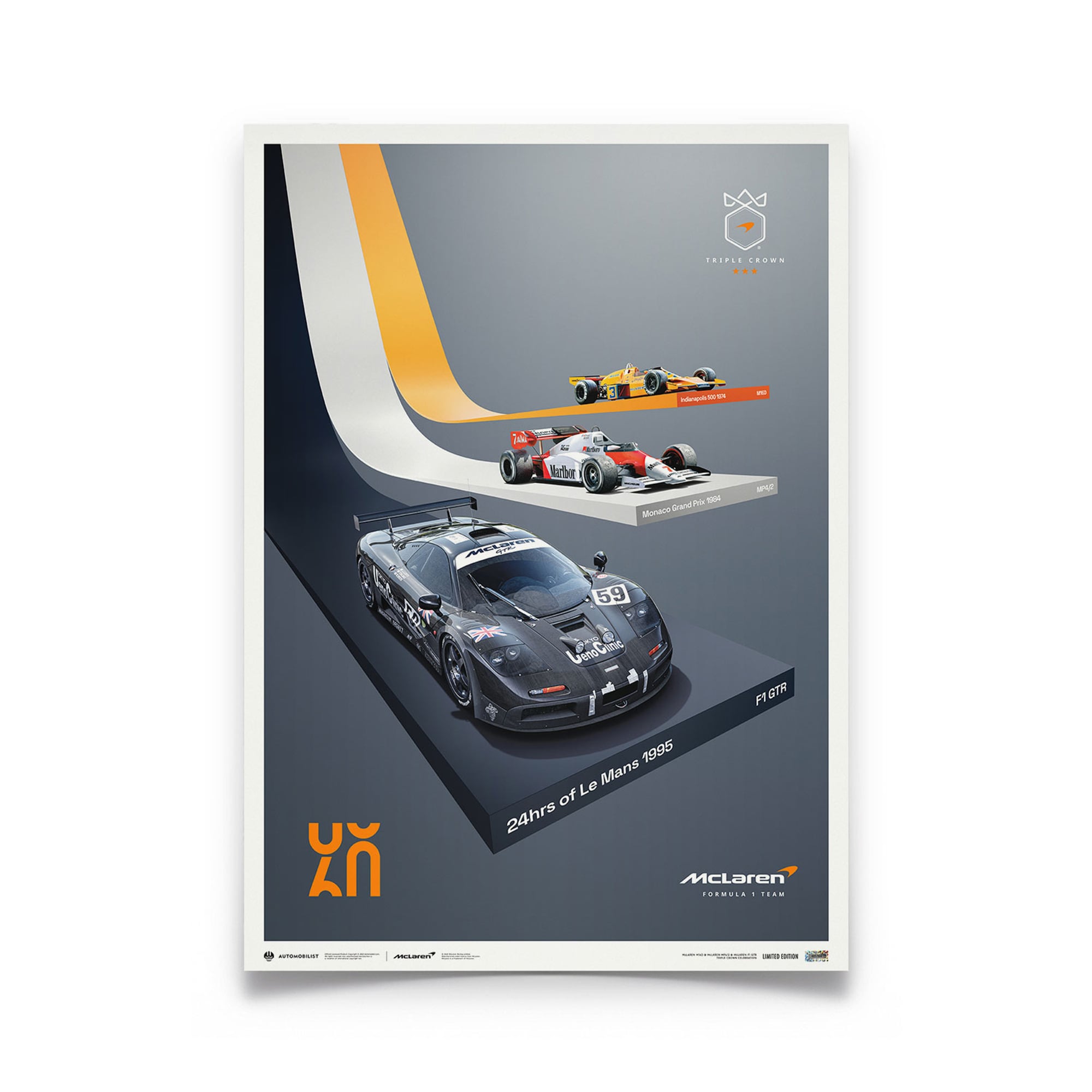 McLaren Racing - Affiche à édition limitée du 60e anniversaire de la Triple Crown