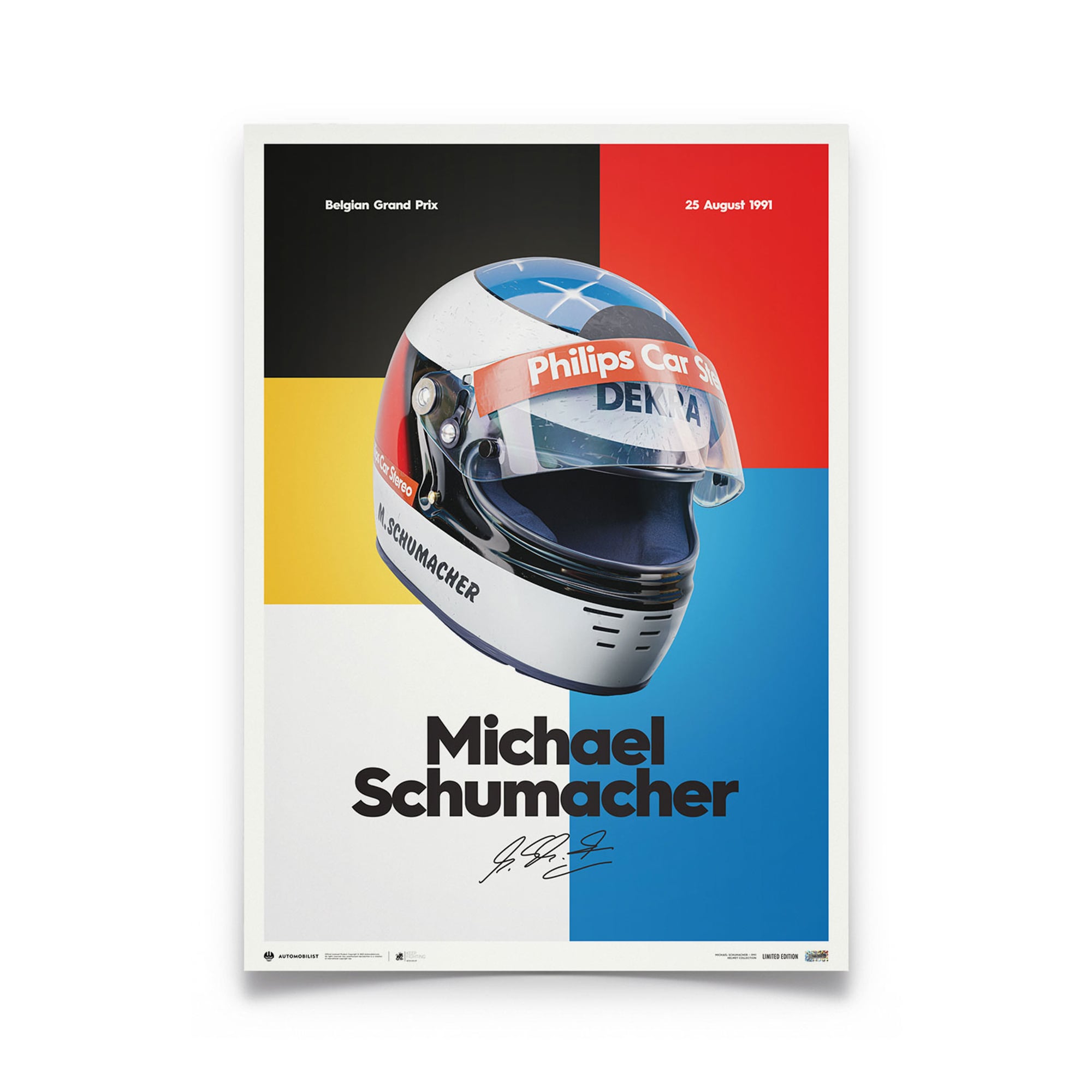 Michael Schumacher 1991 Casque Édition Limitée Affiche