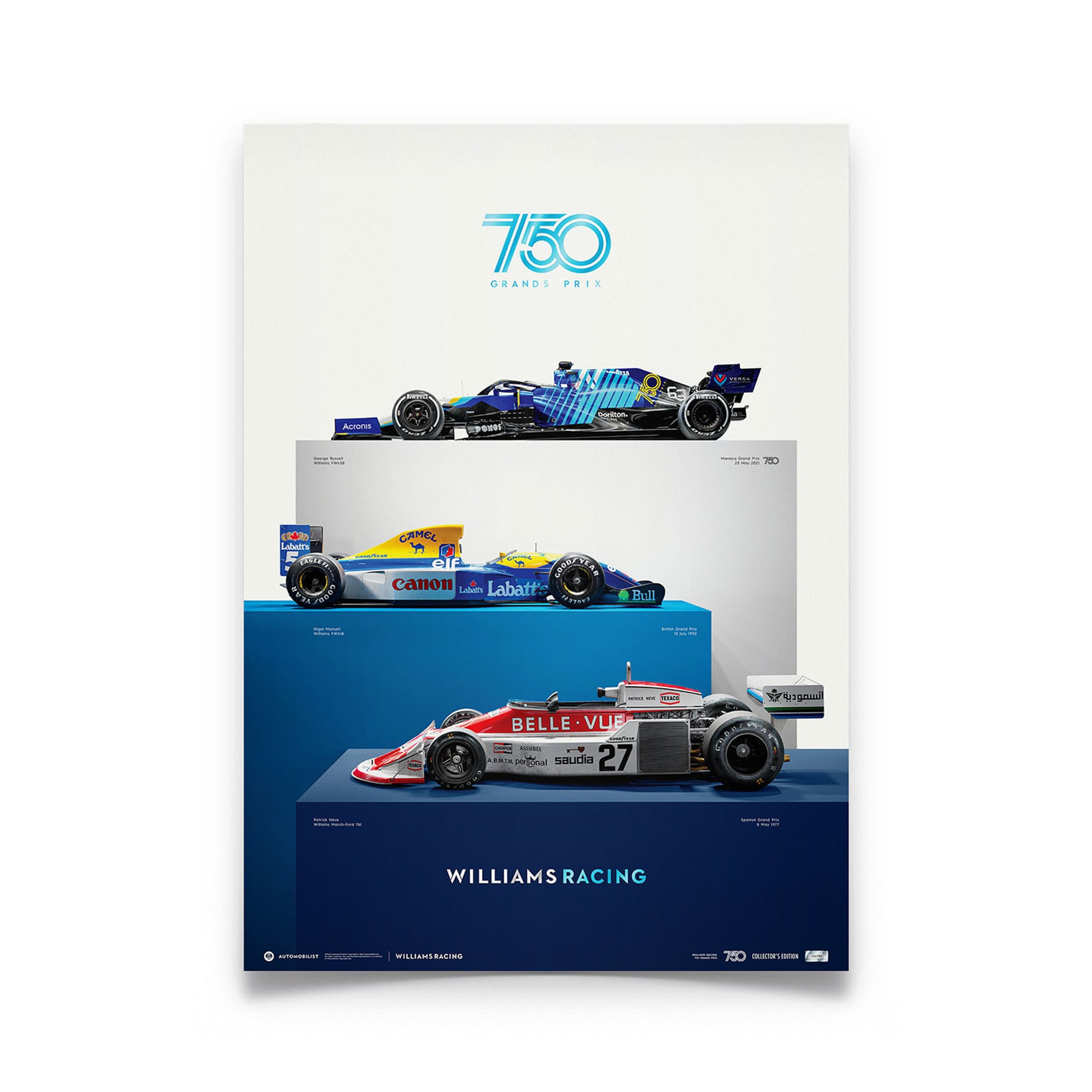 Williams Racing - Affiche édition collector des 750 Grands Prix