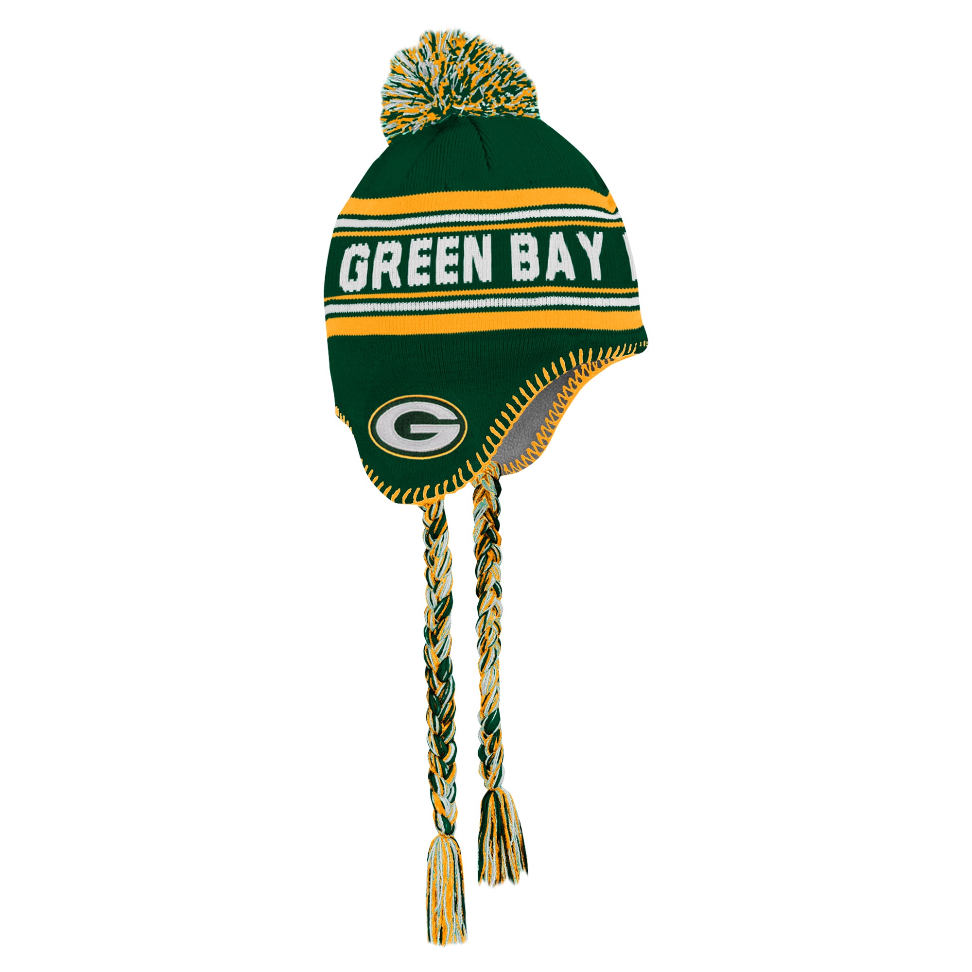 Preschool Green Green Bay Packers Jacquard Tassel Knit Hat with Pom Preschool Green Green Bay Packers Jacquard Tassel Knit Hat with Pom