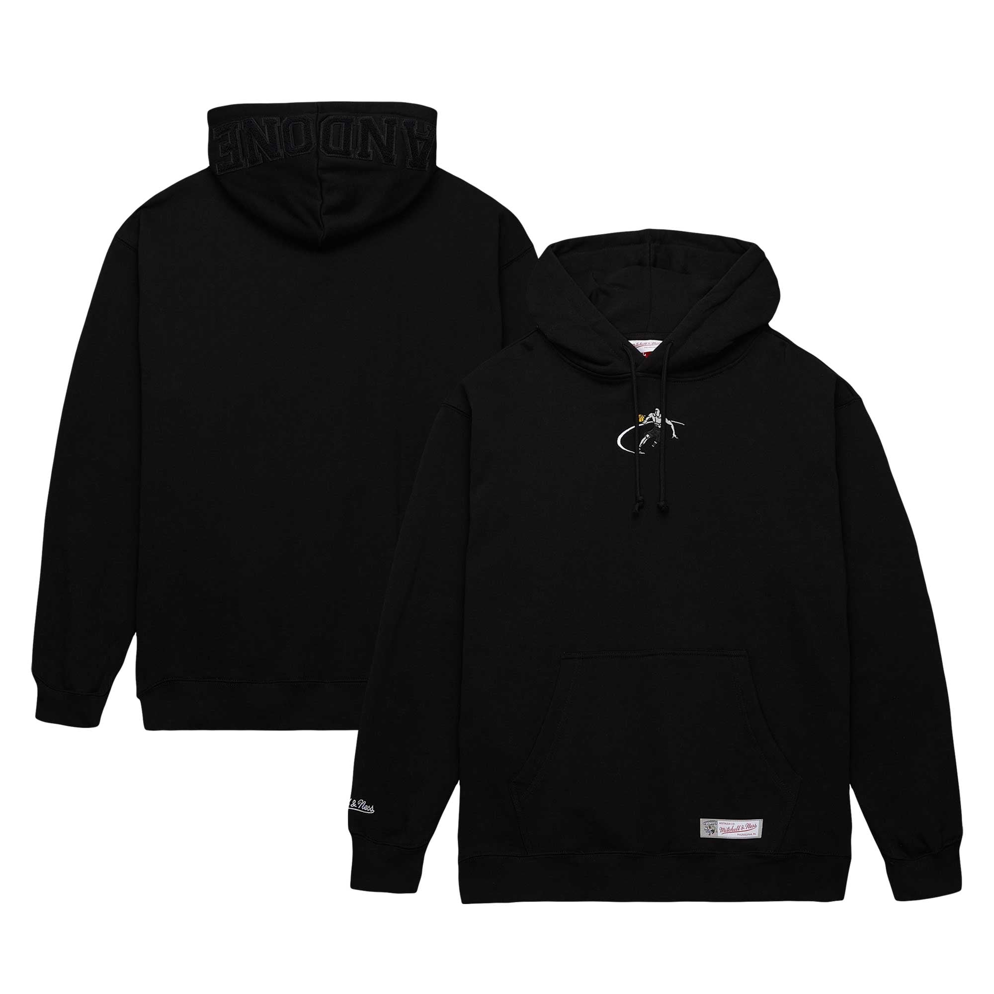 Men's M&N x AND1 Pullover Hoodie Black Pullover Hoodie