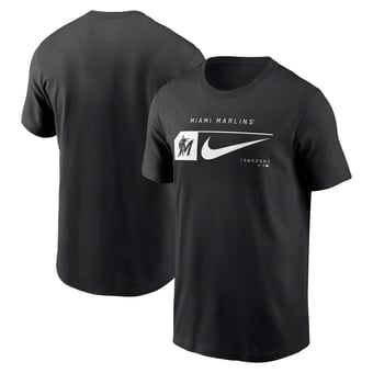 Men's Nike Black Miami Marlins Fashion Graphic Swoosh T-Shirt