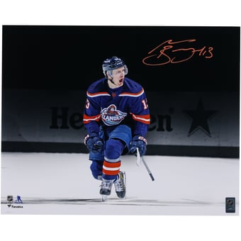 Mathew Barzal New York Islanders Autographed 16" x 20" Reverse Retro Celebration Spotlight Photograph