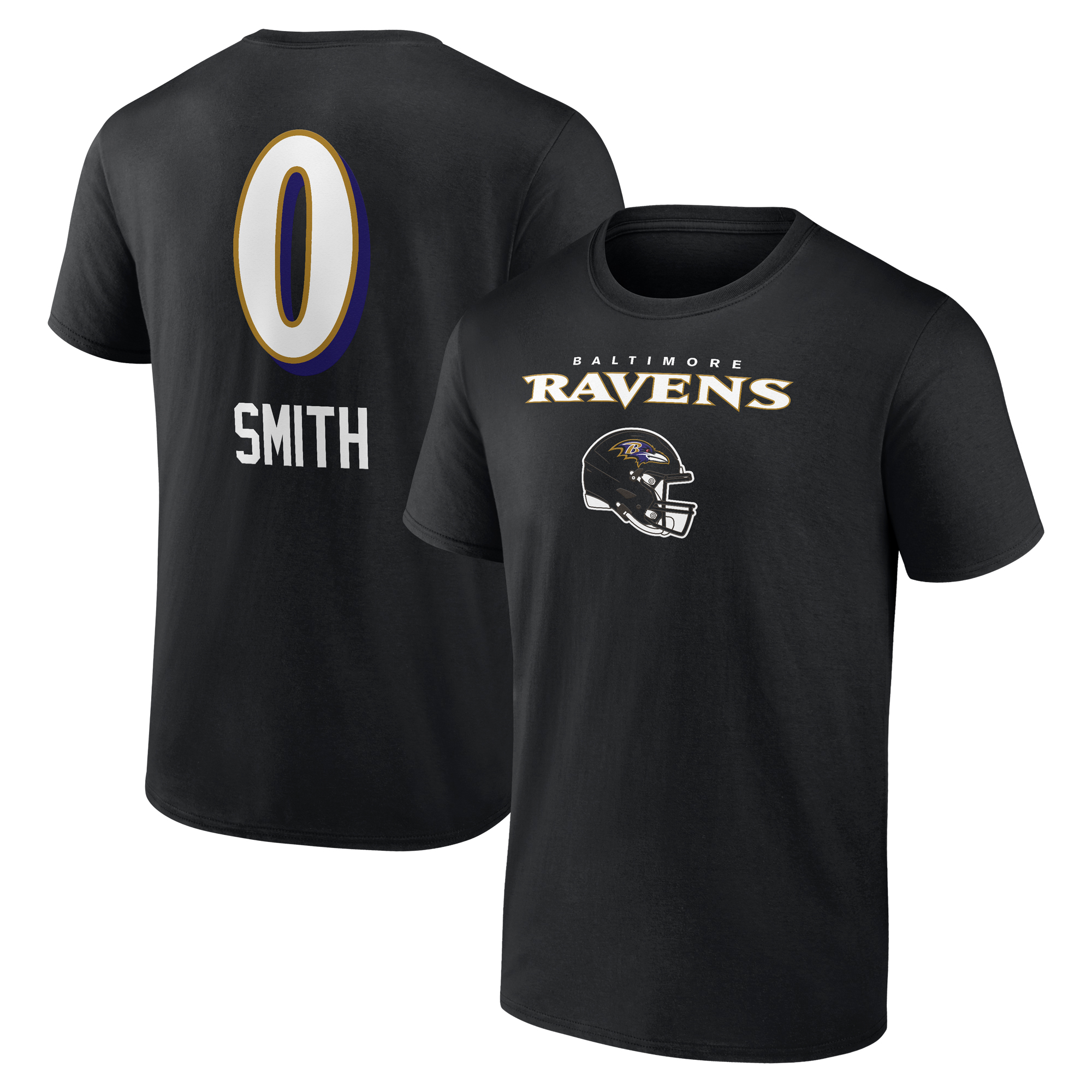 Men's Roquan Smith Black Baltimore Ravens Team Wordmark Player Name & Number T-Shirt