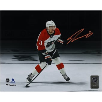 Travis Konecny Philadelphia Flyers Autographed 8" x 10" White Shooting Spotlight Photograph
