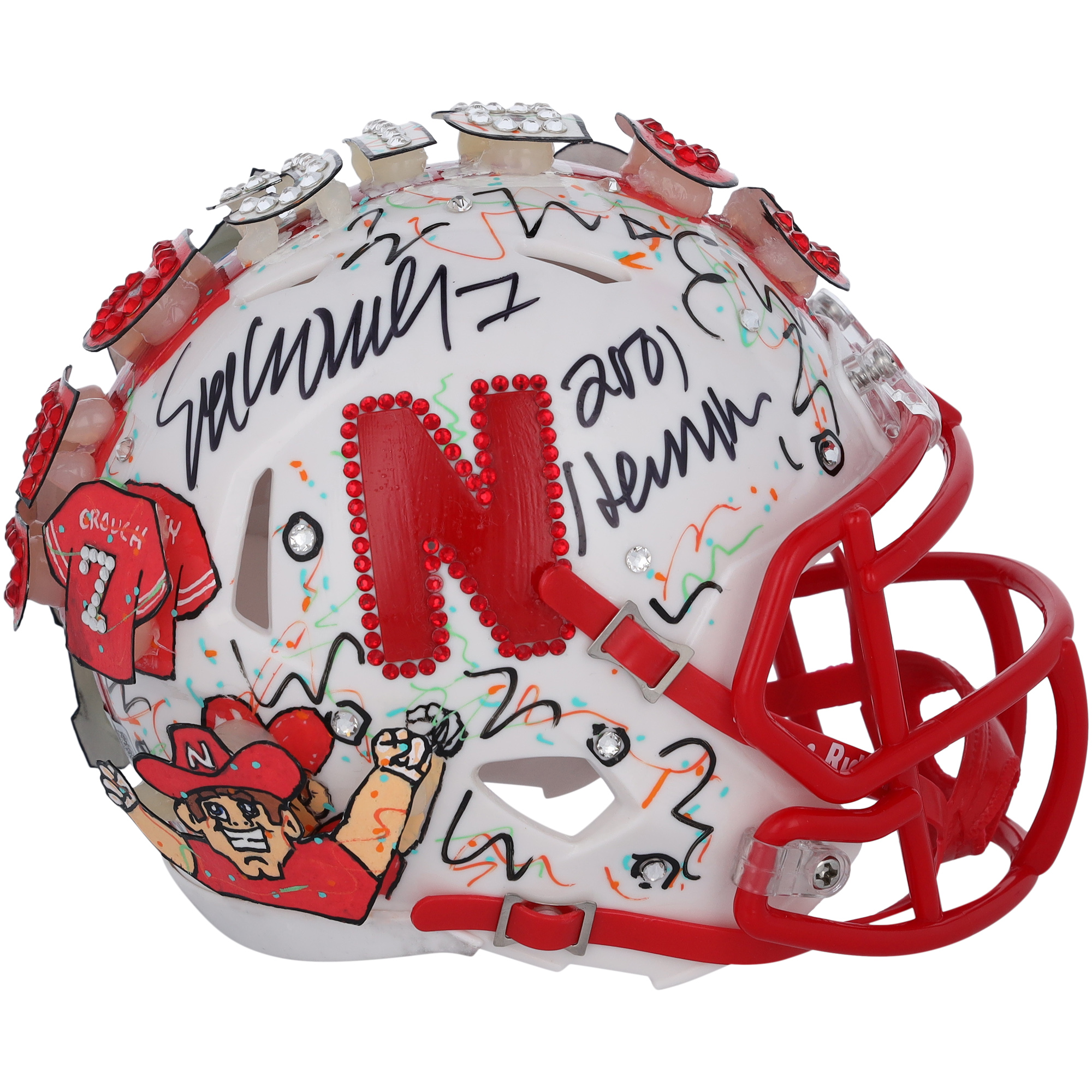 Eric Crouch Nebraska Huskers Autographed Riddell Speed Mini Helmet with "2001 Heisman" Inscription - Art by Charles Fazzino - XP14013019