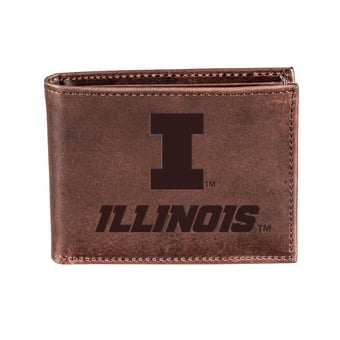 Brown Illinois Fighting Illini Bi-Fold Leather Wallet