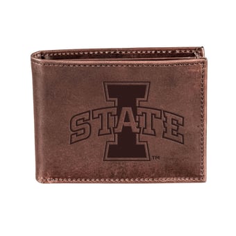 Brown Iowa State Cyclones Bi-Fold Leather Wallet