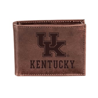 Brown Kentucky Wildcats Bi-Fold Leather Wallet