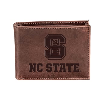 Brown NC State Wolfpack Bi-Fold Leather Wallet