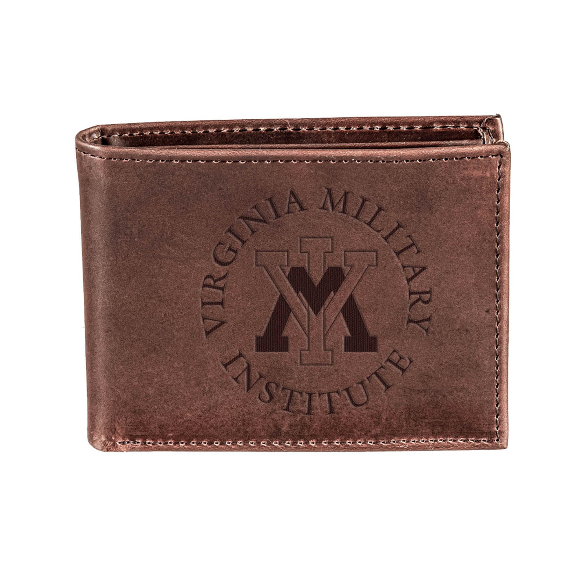 Brown Virginia Military Institute Keydets Bi-Fold Leather Wallet