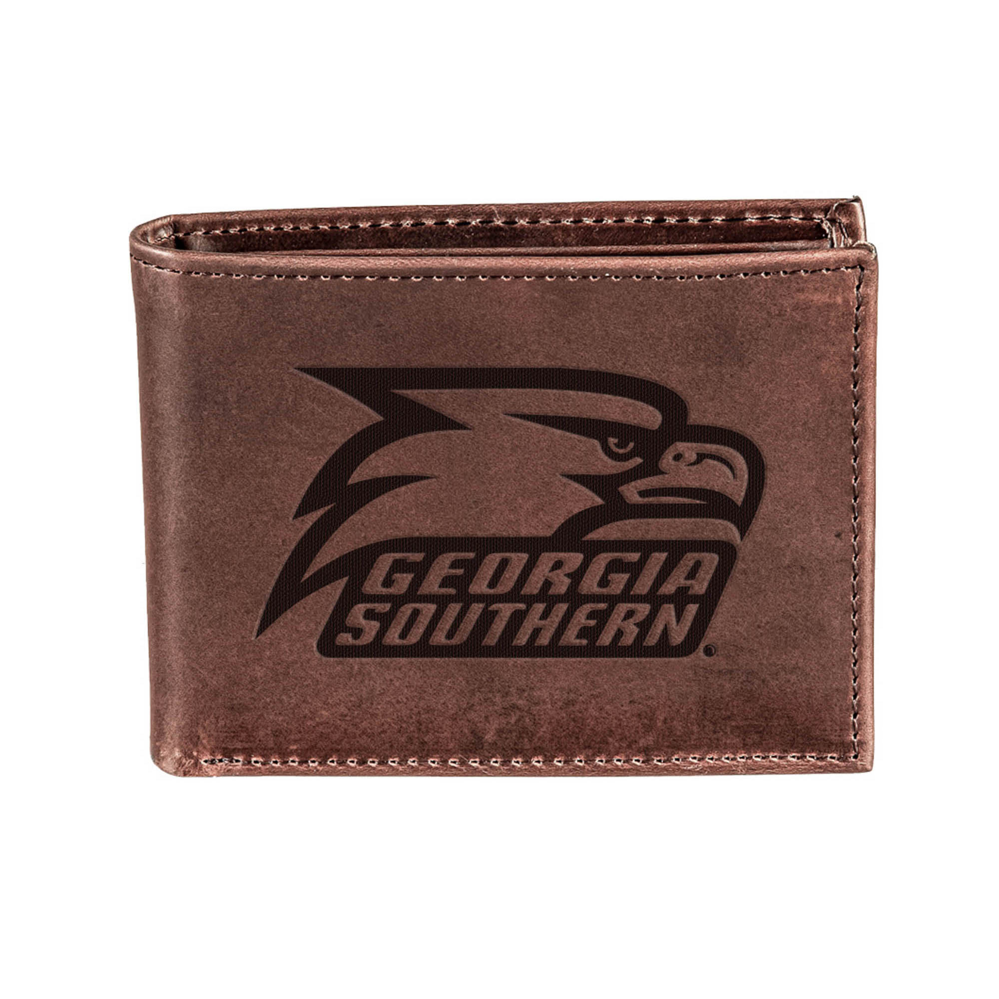 Brown Georgia Southern Eagles Bi-Fold Leather Wallet