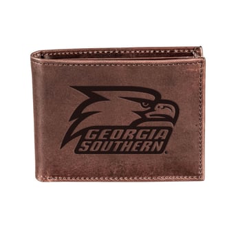 Brown Georgia Southern Eagles Bi-Fold Leather Wallet