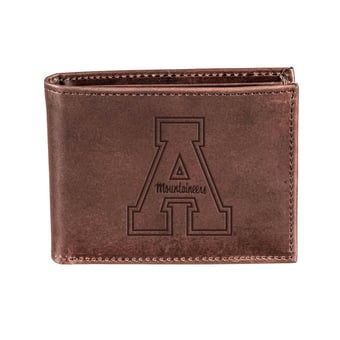 Brown Appalachian State Mountaineers Bi-Fold Leather Wallet