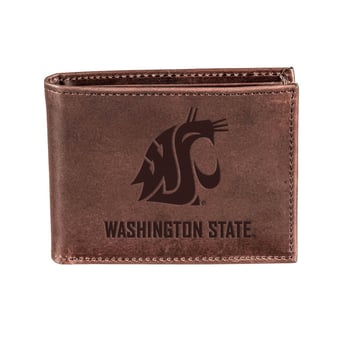 Brown Washington State Cougars Bi-Fold Leather Wallet