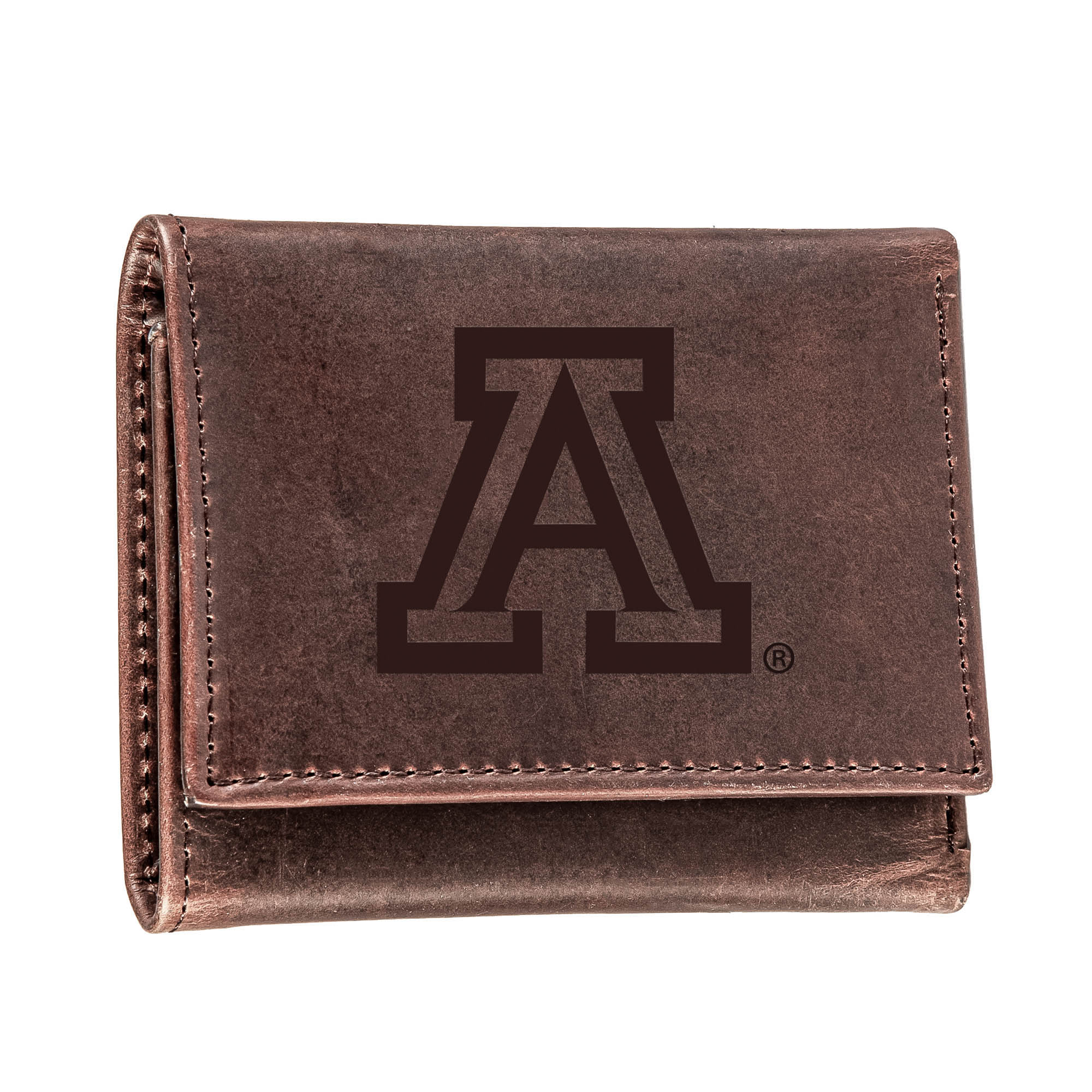 Brown Arizona Wildcats Leather Tri-Fold Wallet