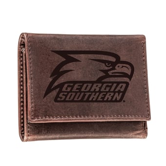Brown Georgia Southern Eagles Leather Tri-Fold Wallet