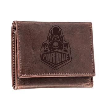 Brown Purdue Boilermakers Leather Tri-Fold Wallet