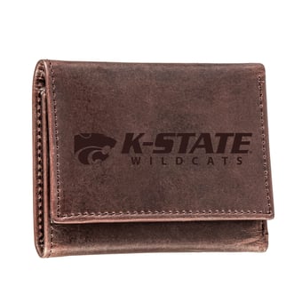 Brown Kansas State Wildcats Leather Tri-Fold Wallet