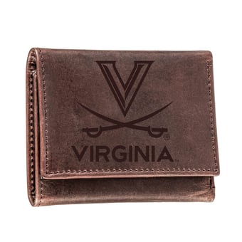 Brown Virginia Cavaliers Leather Tri-Fold Wallet