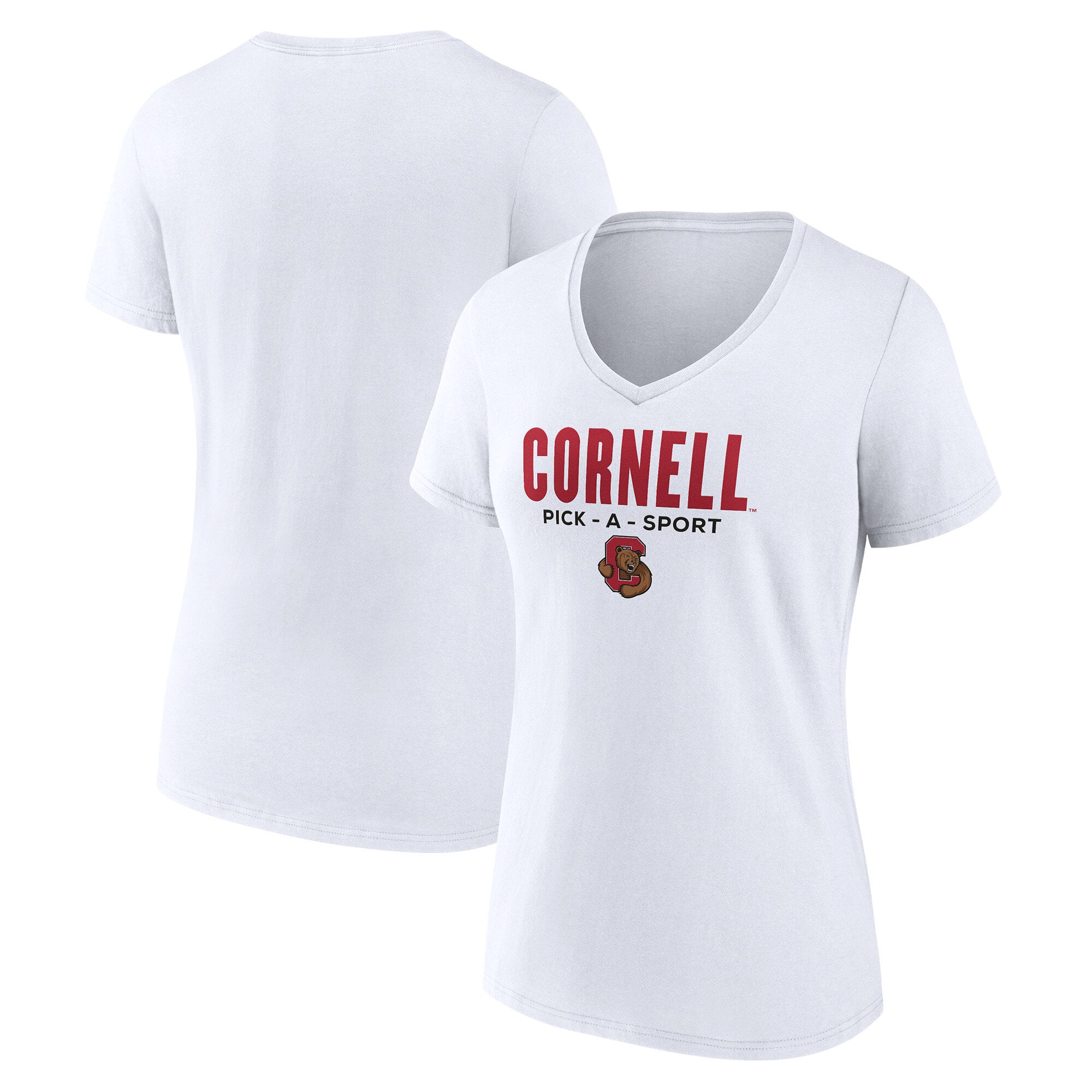 Women's White Cornell Big Red Authentic Pick-A-Sport V-Neck T-Shirt