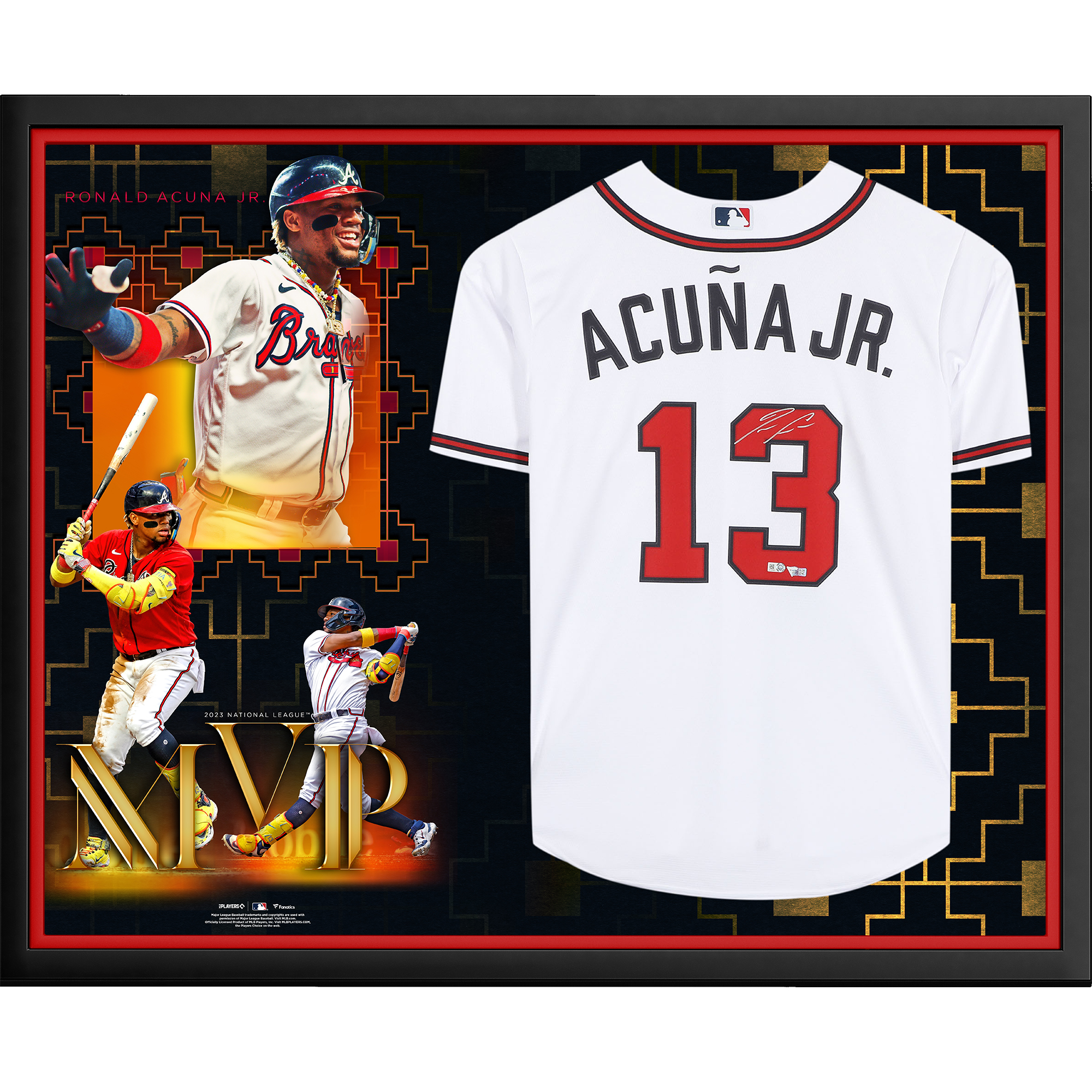 Ronald Acuña Jr. Atlanta Braves Autographed Framed 2023 National League MVP White Nike Authentic Jersey Collage
