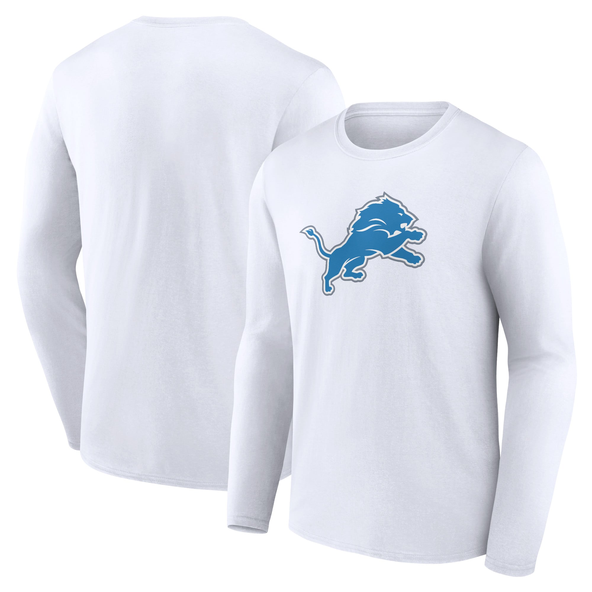 Men's White Detroit Lions Primary Logo Long Sleeve T-Shirt