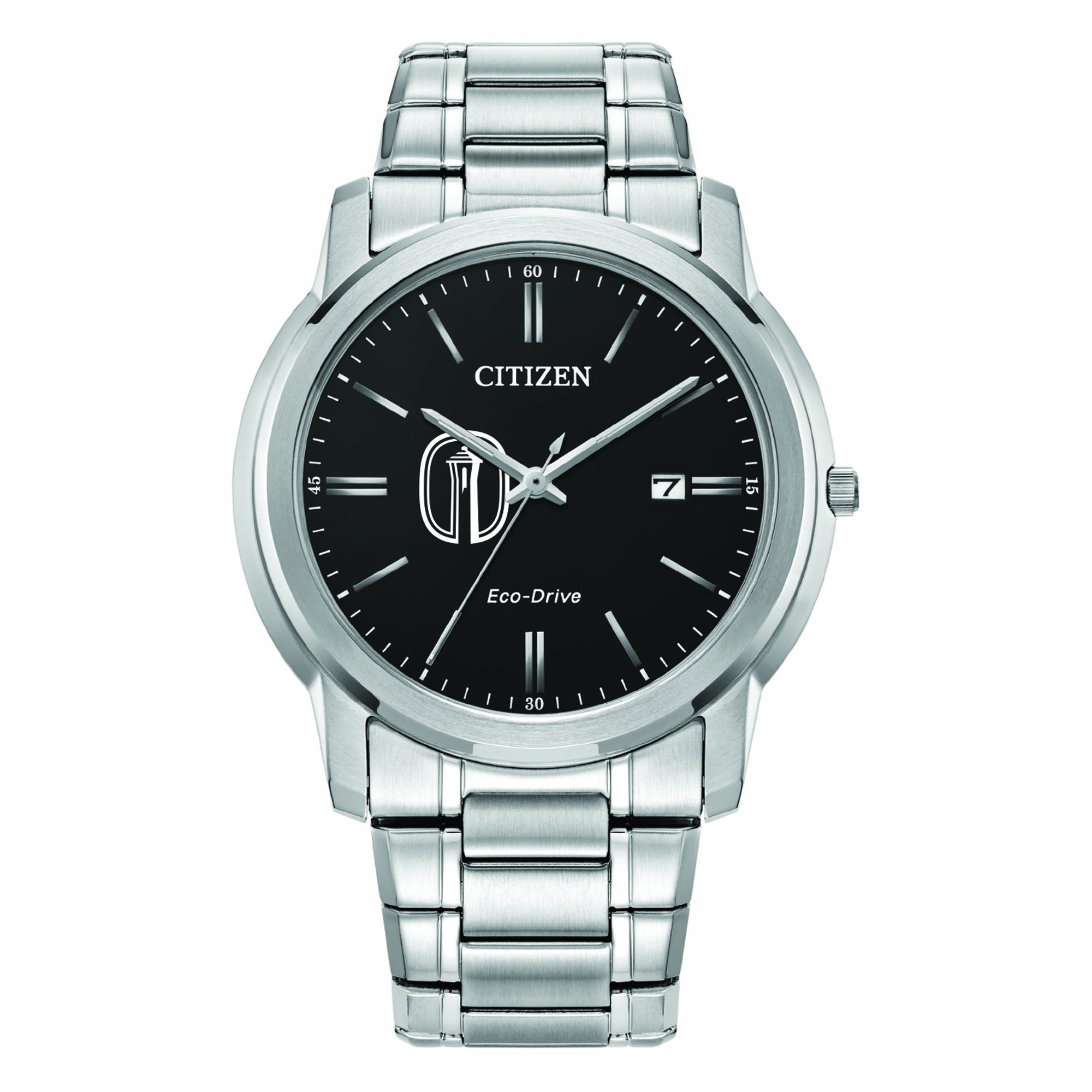 Men's Citizen Watch Silver Trinity Tigers Eco-Drive Black Dial Stainless Steel Watch