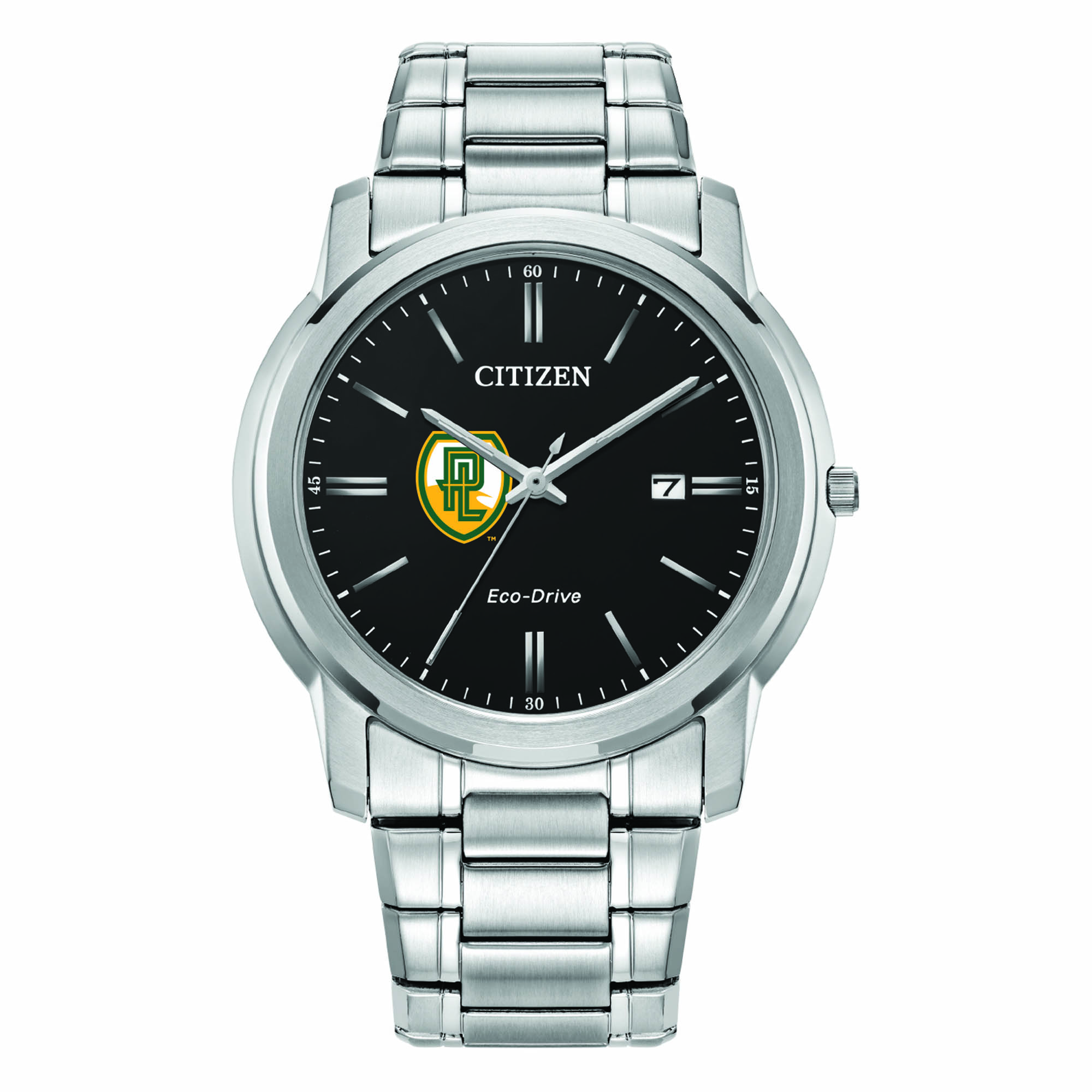 Men's Citizen Watch Silver Point Loma Sea Lions Eco-Drive Black Dial Stainless Steel Watch