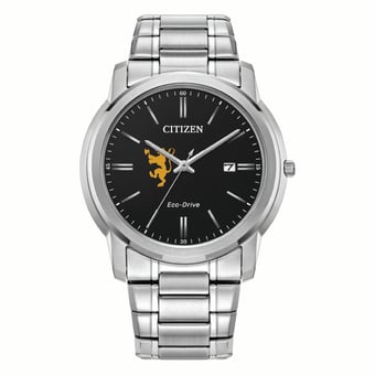 Men's Citizen Watch Silver St. Olaf Oles Eco-Drive Black Dial Stainless Steel Watch