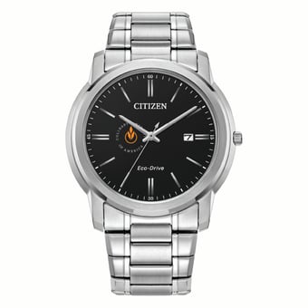 Men's Citizen Watch Silver Culinary Institute of America Steels Eco-Drive Black Dial Stainless Steel Watch