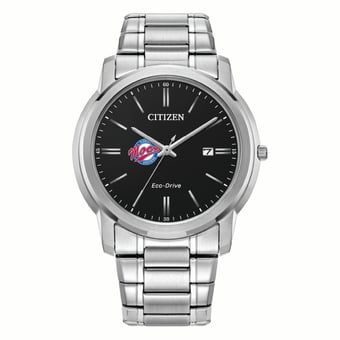 Men's Citizen Watch Silver Florida Southern Mocs Eco-Drive Black Dial Stainless Steel Watch
