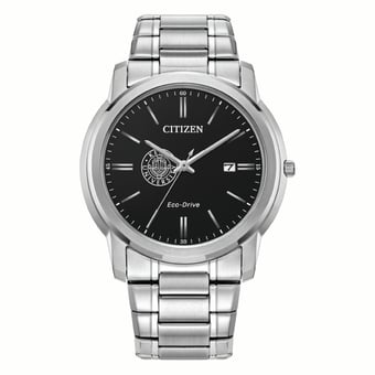 Men's Citizen Watch Silver Kean University Cougars Eco-Drive Black Dial Stainless Steel Watch