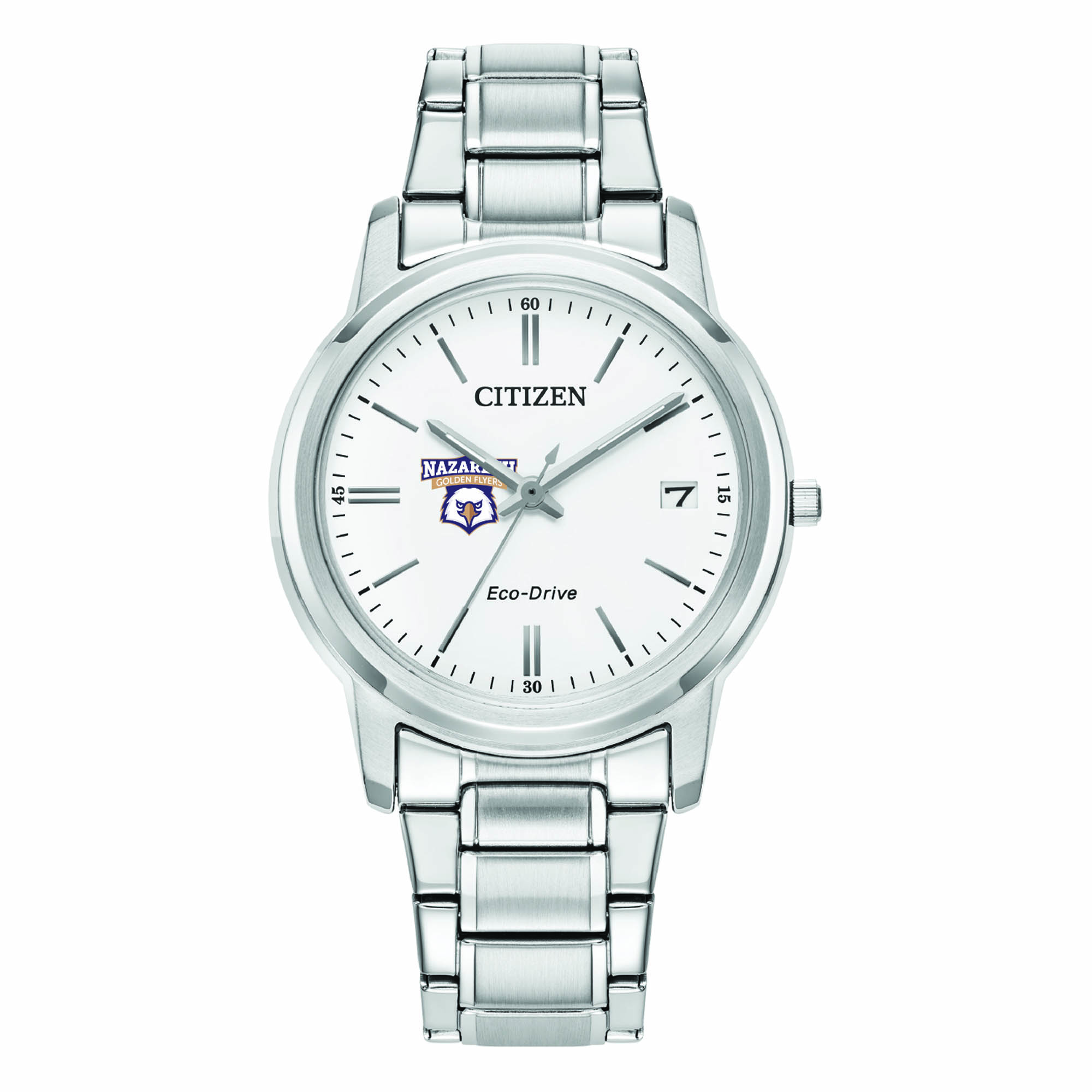 Women's Citizen Watch Silver Nazareth University Golden Flyers Eco-Drive White Dial Stainless Steel Watch