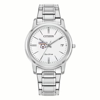 Women's Citizen Watch Silver Nazareth University Golden Flyers Eco-Drive White Dial Stainless Steel Watch