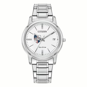 Women's Citizen Watch Silver Catholic University Cardinals Eco-Drive White Dial Stainless Steel Watch